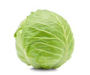 Wall Mural - Green cabbage isolated on white background.