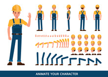 Builder People Working Character Vector Design. Create Your Own Pose.