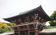 Traditional wooden building at Meiji Shrine in Yoyogi Park, Tokyo, Japan