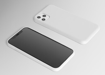 Sticker - White smartphone case mockup front and back product showcase