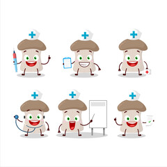 Sticker - Doctor profession emoticon with oyster mushroom cartoon character