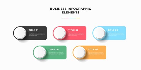 Presentation business infographic template with 5 options or steps. Modern infographic design template. Creative concept of five stages of business project