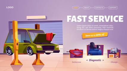 Fast car service banner, auto maintenance