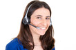 © OceanProd - woman brown hair technical support operator with headset isolated on white background