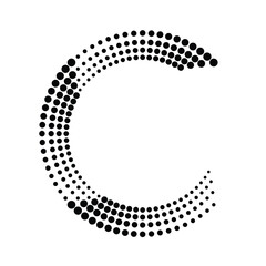 Halftone dots in circle form. round logo . vector dotted frame . design element. Letter c .