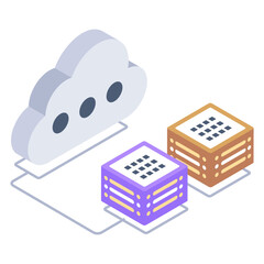 
Icon of cloud networking in modern isometric design

