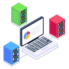 Sticker - 
Icon of big data in isometric design

