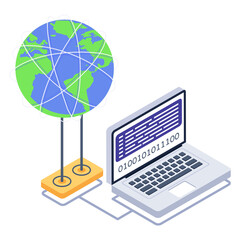 Wall Mural - 
Client server in isometric style icon, blockchain technology 

