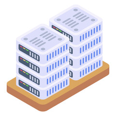 Poster - 
Servers in isometric style icon, editable vector 

