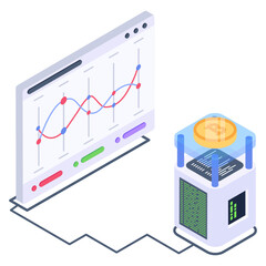 Canvas Print -  Online bitcoin in editable isometric icon vector 