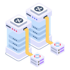 Wall Mural - servers in isometric style icon, editable vector