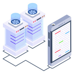 Canvas Print - 
Server attached with computer denoting isometric icon of shared datacenter 

