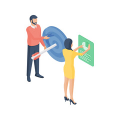 Wall Mural - man and woman working with business goals
