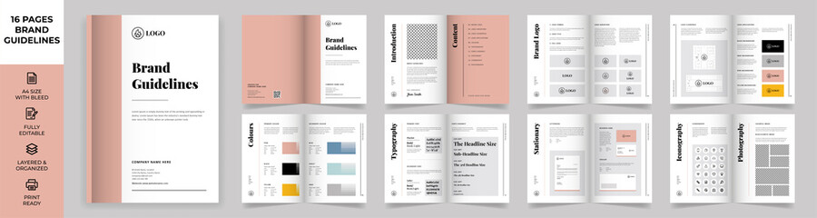 brand manual template, simple style and modern layout brand style , brand book, brand identity, bran
