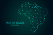 Map of Brazil - With glowing point and lines scales on the dark gradient background, 3D mesh polygonal network connections.Vector illustration eps 10.