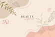 © ommus - Abstract floral template banner. Trendy minimal organic background. Vector floral beauty backdrop pastel colors