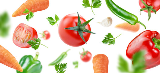 Wall Mural - assortment of vegetables  for salads on air