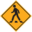 Pedestrian crossing icon. Zebra crossing. Vector icon isolated on yellow background.