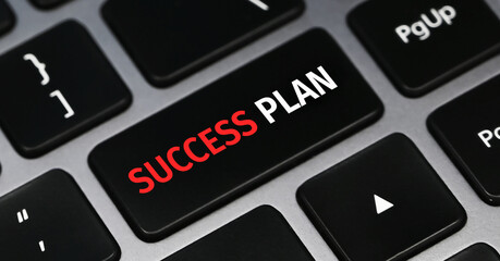 Wall Mural - SUCCESS PLAN word written on keyboard view. Business concept.