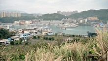 Keelung City, Taiwan - January 24, 2021: View The Well-known Badouzi Fishing Port From The Highland 101.