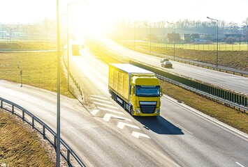 Truck on the roads of Europe. Logistics and delivery of cargo