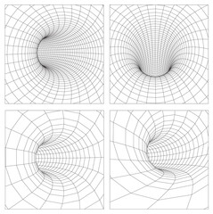Wall Mural - 3d gravity quantum, vector wormhole illustration. singularity abstract black hole vortex concept 3d 