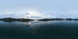 Fototapeta Łazienka - Panorama of the lake in the mountains in the evening