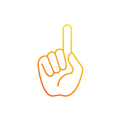 Poster - One finger pointing gradient linear vector icon. Pointing with index finger of hand at something. Attention. Thin line color symbols. Modern style pictogram. Vector isolated outline drawing