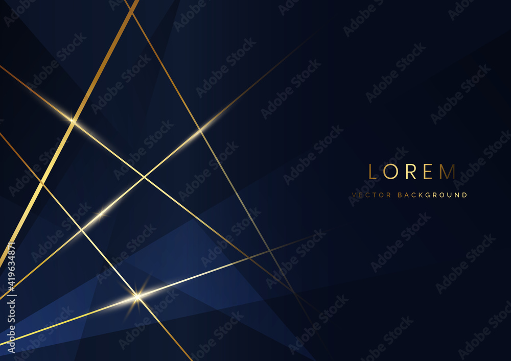 Abstract dark blue luxury background with golden line diagonal. Stock ...