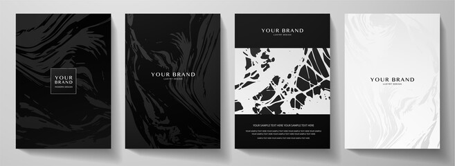 modern black, white cover design set. creative premium abstract with marble texture, crack on monoch