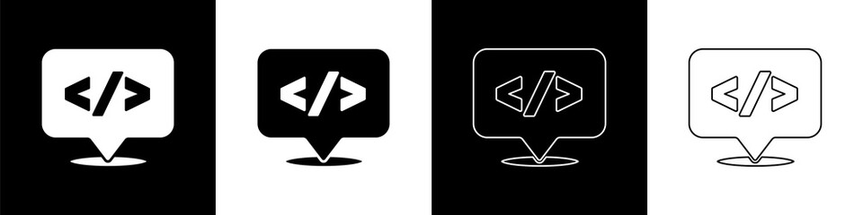 Set Web design and front end development icon isolated on black and white background. Vector.