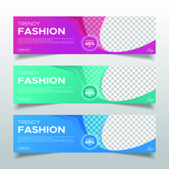 Wall Mural - fashion sale web banner with place for photo. Horizontal Layout template. Business Ad banner. Vector EPS 10