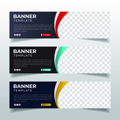 Poster - Modern Abstract web banner with place for photo. Horizontal Layout template. Business Ad banner. Vector EPS 10