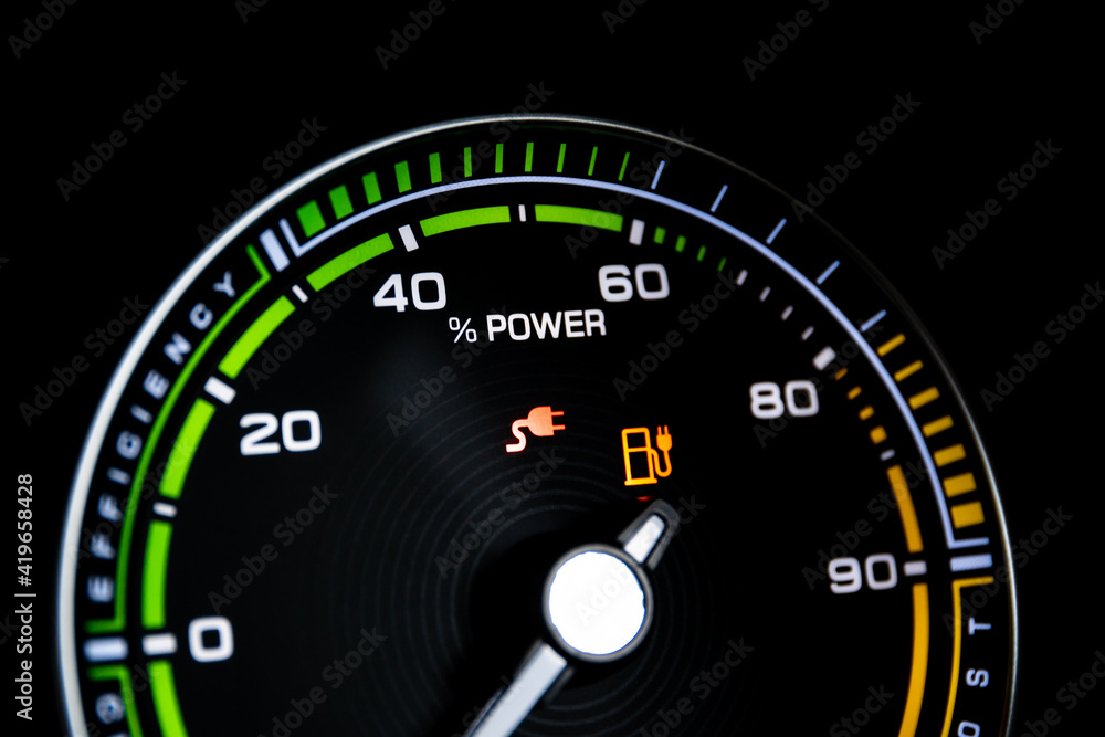 Digital modern dashboard in a electric vehicle - EV while chargingใ