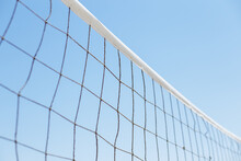 Volleyball Or Tennis Net On A Background Of Blue Sky