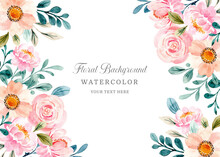 Soft Pink Floral Background With Watercolor