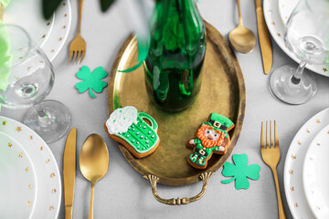 Beautiful table setting for St. Patrick's Day celebration