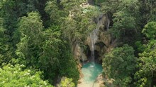 Aerial View Of Kuang Si Waterfalls, Laos