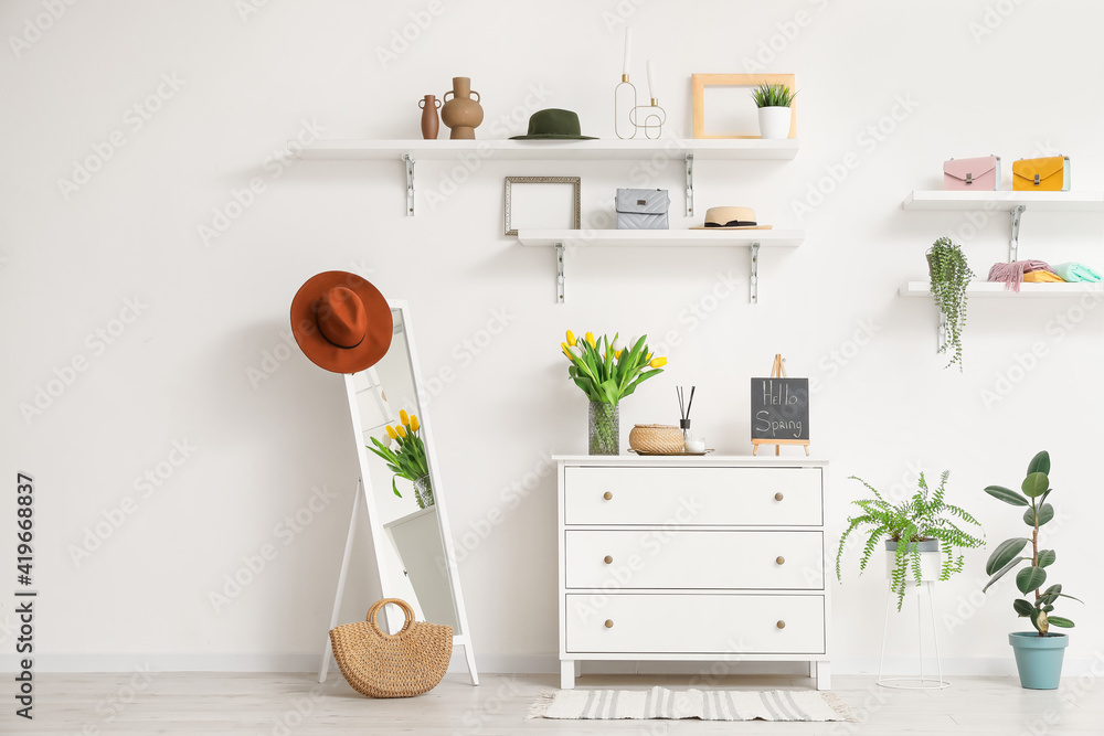 Stylish interior of modern hallway