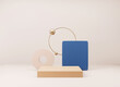 © 7AM - Abstract minimal scene with geometrical forms. Empty podium display on minimal background. Design for product presentation. 3D rendering.