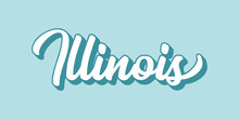Hand Sketched ILLINOIS Text. 3D Vintage, Retro Lettering For Poster, Sticker, Flyer, Header, Card, Clothing, Wear