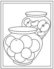 Poster - 
Apples pickle vector, colouring page 

