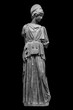 © Ruslan Gilmanshin - Ancient Greek Roman statue of goddess Athena god of wisdom and the arts historical sculpture isolated on black. Marble woman in helmet sculpture