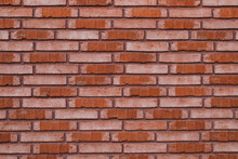 Beautiful New Red Brick Wall With Space For Text, Background With Even Surface, For Template No Person