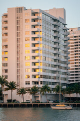 Wall Mural - buildings downtown Miami Florida urban apartments real state house exterior boat sea vertical 