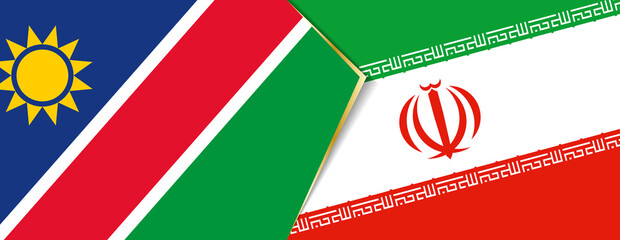 Namibia and Iran flags, two vector flags.