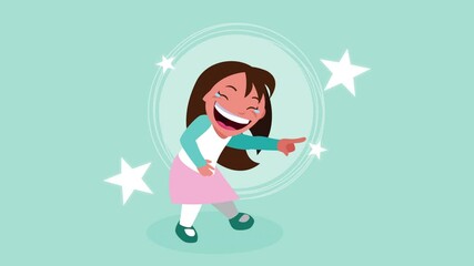 Poster - little girl giggling with stars