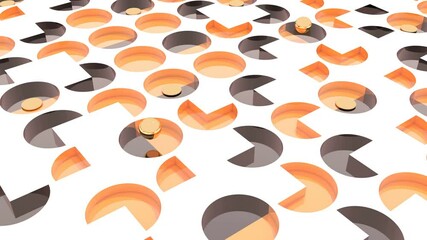 Memphis style 3d Modern minimal motion design Geometric pattern Gold spheres able to loop seamless 4k