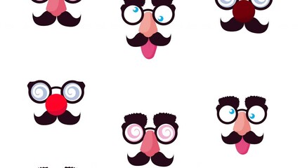 Sticker - funny masks with mustaches pattern