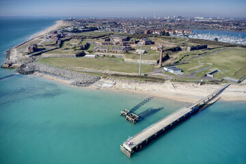 Wall Mural - Aerial View of Fort Cumberland in Southsea the pentagonal artillery fortification erected to guard the entrance to Langstone Harbour and protect the Royal Navy Dockyards in Portsmouth.